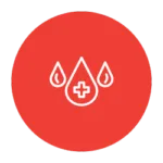 Gotas em um fundo vermelho Loga da Prevent Senior no site Grupo FLM Planos de Saúde